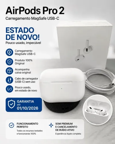 AirPods Pro 2 Original Apple MagSafe USB-C com Caixa + Garantia 01/10/2026