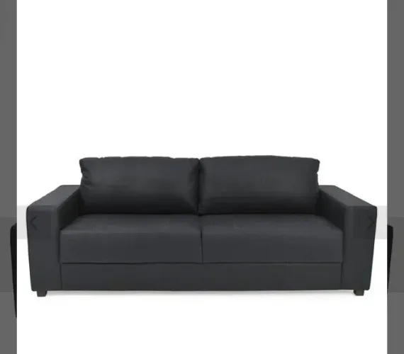 Sofá 100% Couro Legítimo Preto 3 Lugares (Impecável / Pouco Uso)