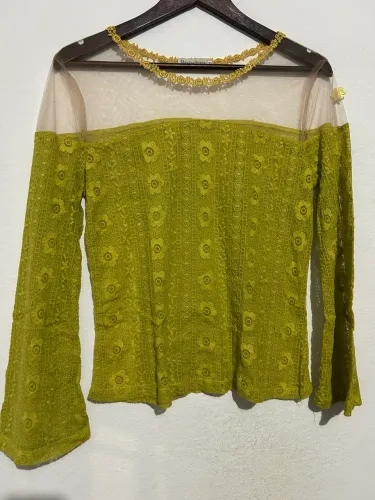blusa feminina rendada - tamanho g - renda morena