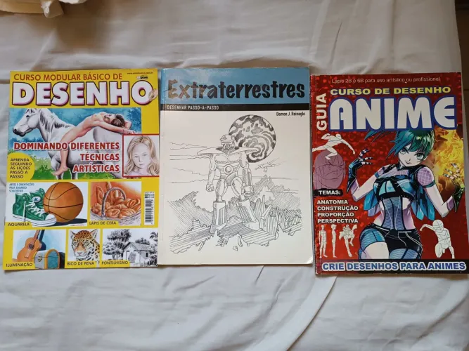 Lote com 3 Livros / Guias Práticos de Desenho e Ilustração - Estado de Colecionador