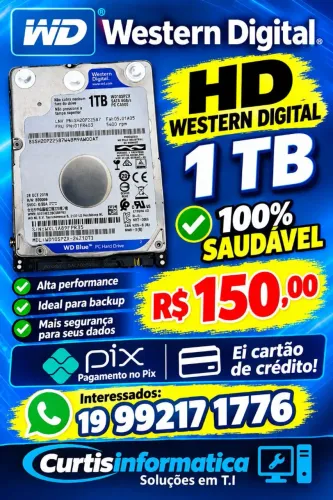 HD western digital 1 TB 100% saud