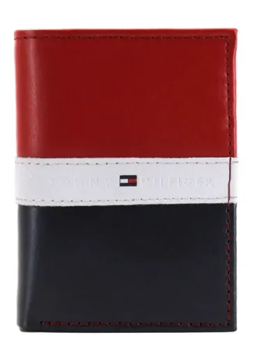Carteira Tommy Hilfiger Leather Trifold Red/White/Blue