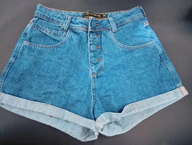 Short jeans feminino cós alto 