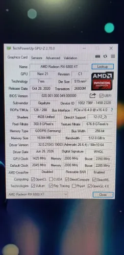 RX 6800XT 16GB Gigabyte Gaming OC 