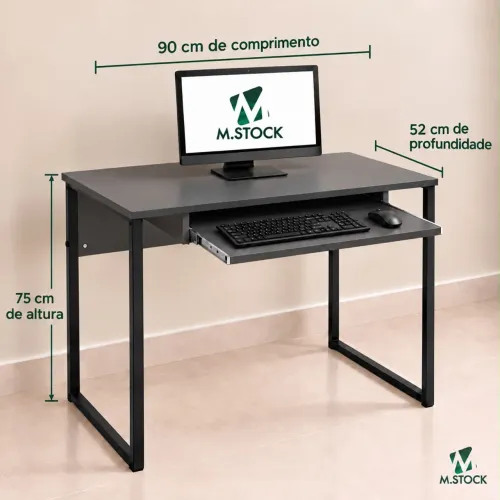 MESA LIGHT COM SUPORTE DE TECLADO CHUMBO PARA AMBIENTE CORPORATIVO