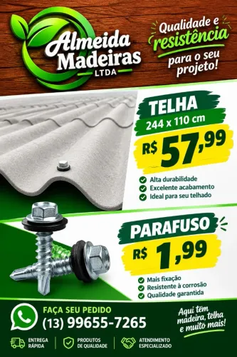 Telha fibrocimento e parafusos * / *