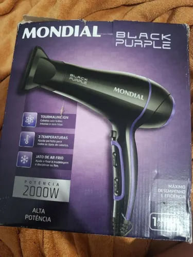 Secador Mondial Black Purple 2000W - Completo com Caixa