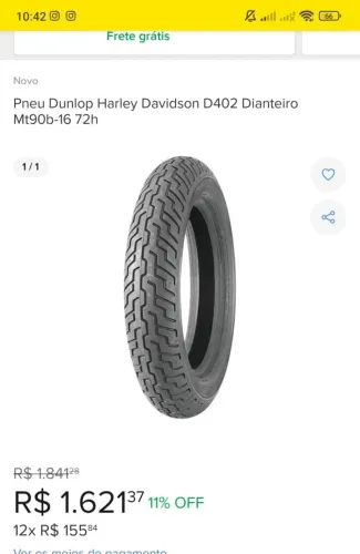 Pneu Dunlop Harley Davidson D402 Dianteiro Mt90b-16 72h - USADO