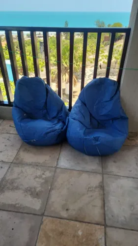 Par de Puffs Estilo Bean Bag Azul - Confortáveis