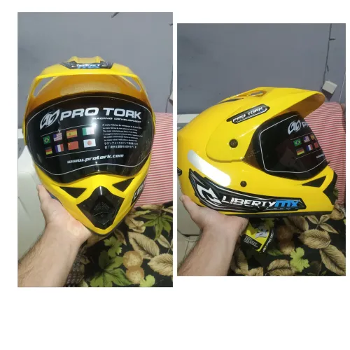 Kit 2 capacetes pro Tork mx amarelo com viseira fumê novos na caixa 