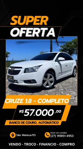 CRUZE 1.8 2013 REVISADO COM MANUAL E CHAVE RESERVA 2º DONO