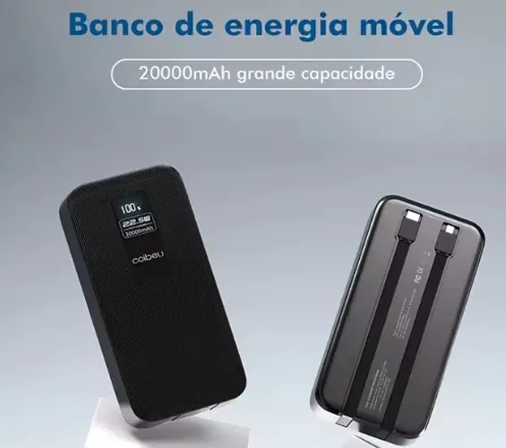 Power Bank Carregador portátil 20000mAh 22.5W PD iPhone Samsung 2 Portas 2 Cabos