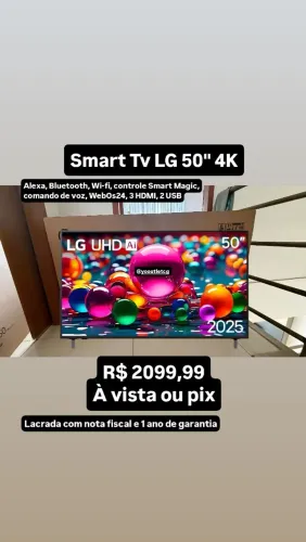 Smart Tv LG 50" 4K, comando de voz, Bluetooth, Smart Magic, lacrada, nf e garantia
