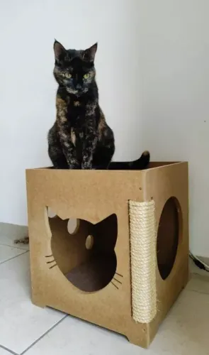Casinha Toca para gato com arranhador embutido