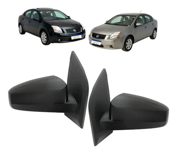 Par Retrovisor Nissan March 2012 A 2020 Elétrico Preto Liso