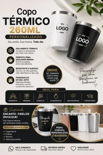 ?Copo Térmico Personalizado 260ml - Aço Inox para Brindes e Eventos
