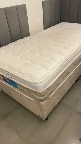 Cama Box Solteiro Castor + Colchão Pillow Top Molas Ensacadas - Excelente Estado