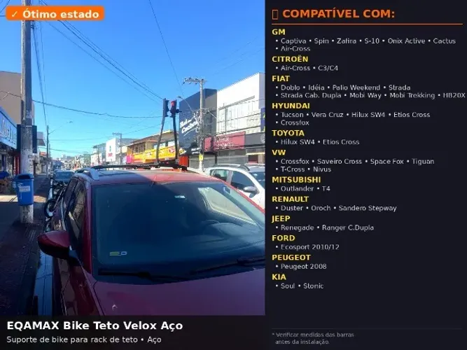 Transbike para Teto ? EQAMAX Bike Teto Velox Aço | Ótimo Estado