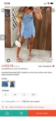 Vendo vestido jeans com brilho nunca usado