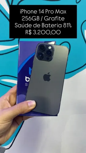 Seminovo: iPhone 14 Pro Max 256GB / Grafite / Saude de Bateria 81% - Loja Fisica
