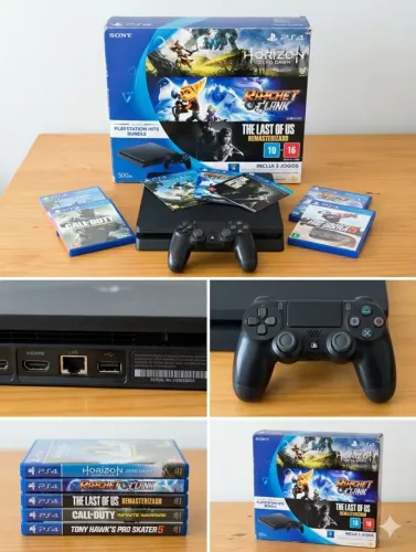 PlayStation 4 Slim + 5 Jogos Irados
