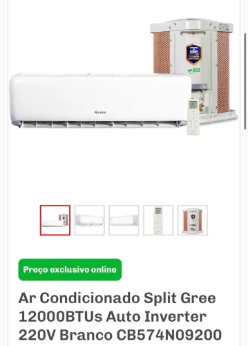 Ar- condicionado Split Gree 9.000 BTU?S auto inverter- GWC09- 220V
