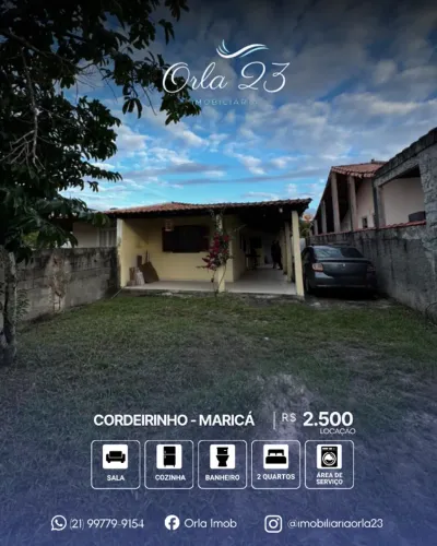 CORDEIRINHO, ORLA 23 IMOBILIÁRIA ALUGA! Excelente casa para locação em Maricá
