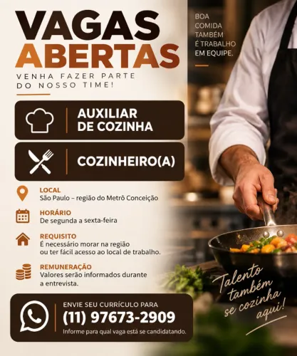 Auxiliar de cozinha, com experiência