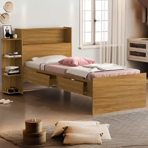 Cama Solteiro Baú Isa Nature - MADEC MÓVEIS/ entrega rapida