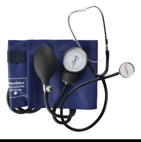Kit Estetoscópio e Esfigmomanometro Premium Medidor de Pressão Arterial Analógico Manual