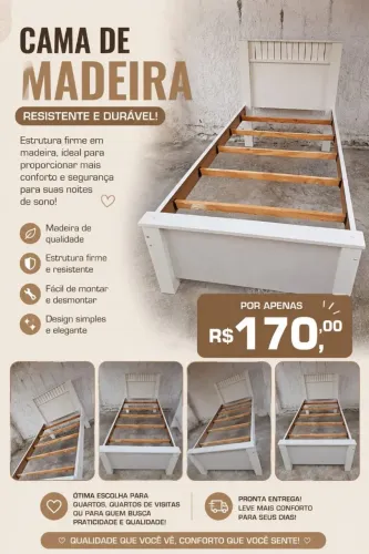 Cama de solteiro de madeira