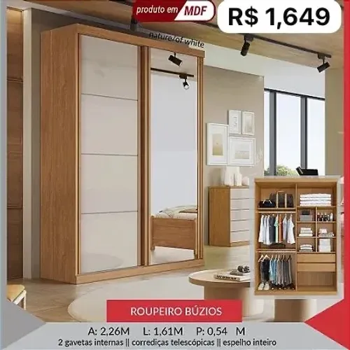 Guarda Roupa Búzios 100% MDF