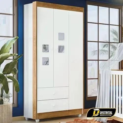 Guarda Roupa Infantil Life 3 Portas 2 Gavetas Pronta Entrega