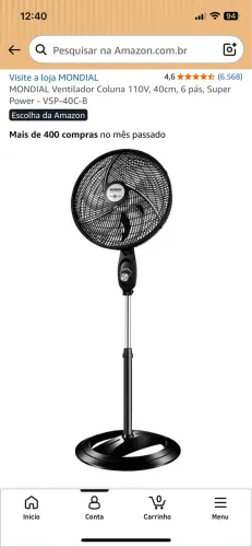 Ventilador coluna Mondial 6 pás super power