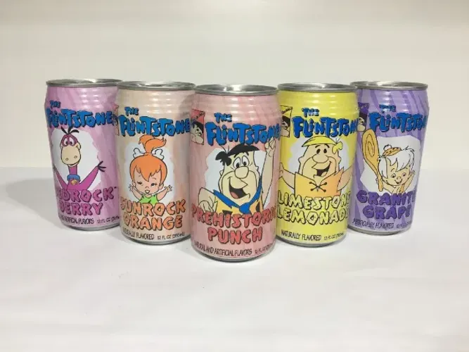 Coleção com 5 Latas Refrigerante Os Flintstones 1994 Hanna-Barbera Latinhas 355 ml Vazias