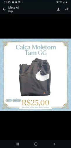 Calça moletom GG masculina 