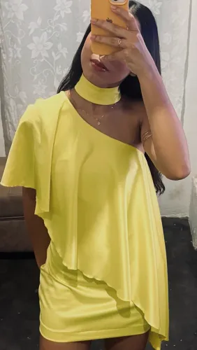 Vestido Amarelo um ombro só