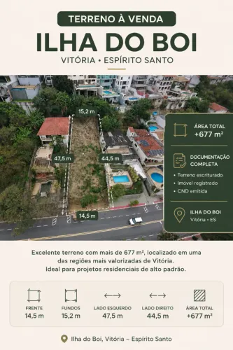 Terreno à Venda 677 m² - Ilha do Boi, Vitória/ES