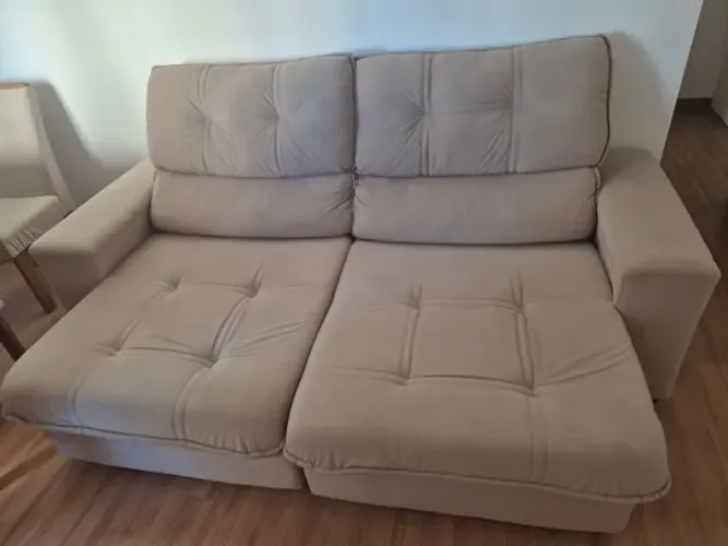 Sofá 4 lugares retrátil sued