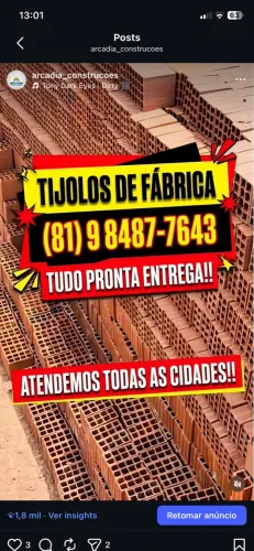 Tijolo tijolos( de fábrica, pagamento na entrega)