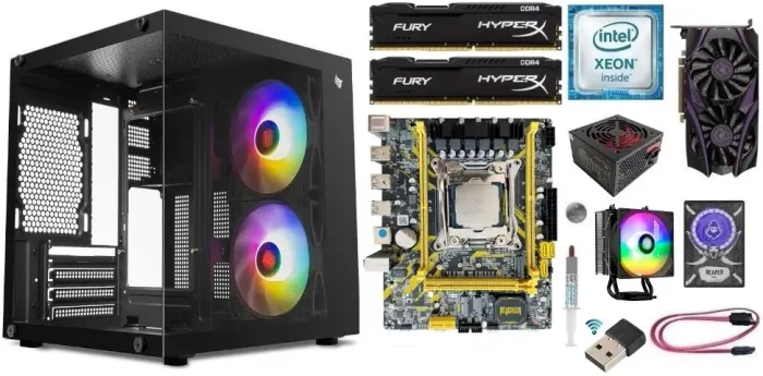 PC XEON E5 2680 V4 16gb + RX580 + Gabinete + SSD + HD + Cooler