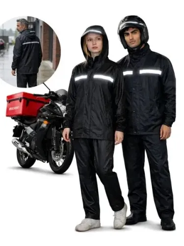 Capa Chuva Moto/Bike Impermeável C/ Faixa Luminosa