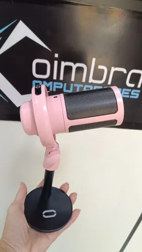 Microfone Gamer Rosa Condensador De Mesa Usb Luz Led Rgb Loja Coimbra Computadores Entrega