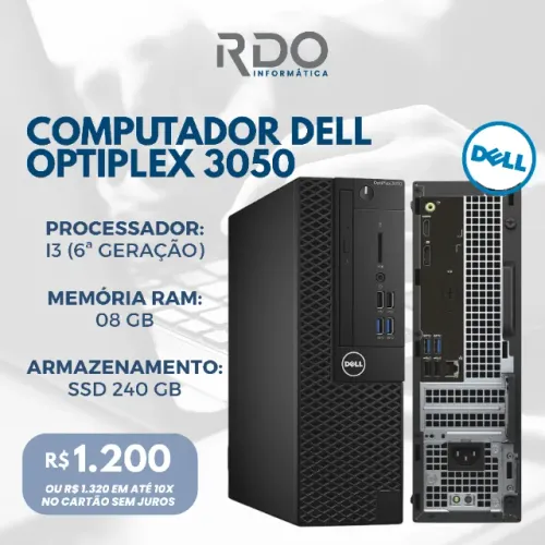 Computador Dell OptiPlex 3050 i3 6ª Geração 8GB SSD 240GB Desktop - Ideal para empresas!