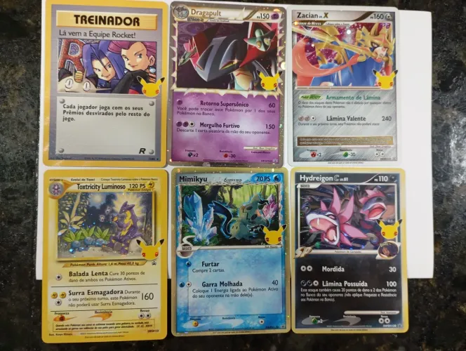 Lote 6 cartas pokémon coleção celebrações 25 anos