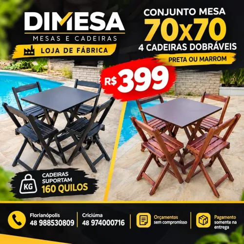 Conjunto mesa 70x70 com quatro cadeiras/Direto da fábrica/ pague somente na entrega/dimesa