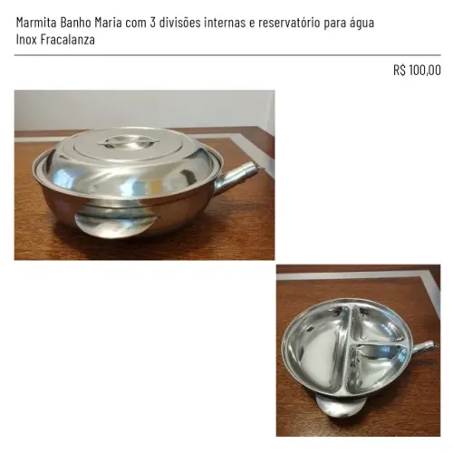 Marmita Banho Maria com 3 divisões internas - Inox Fracalanza