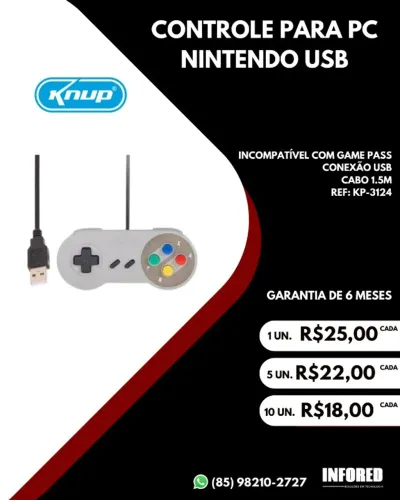Controle para PC Nintendo USB 