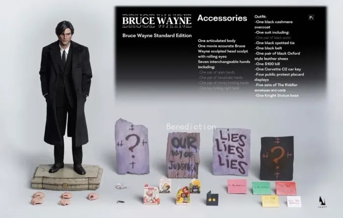 Inart Bruce Wayne standard cabelo esculpido 1/6