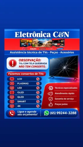 Sua TV apresentou algum problema? A Eletrônica C&N pode te ajudar!